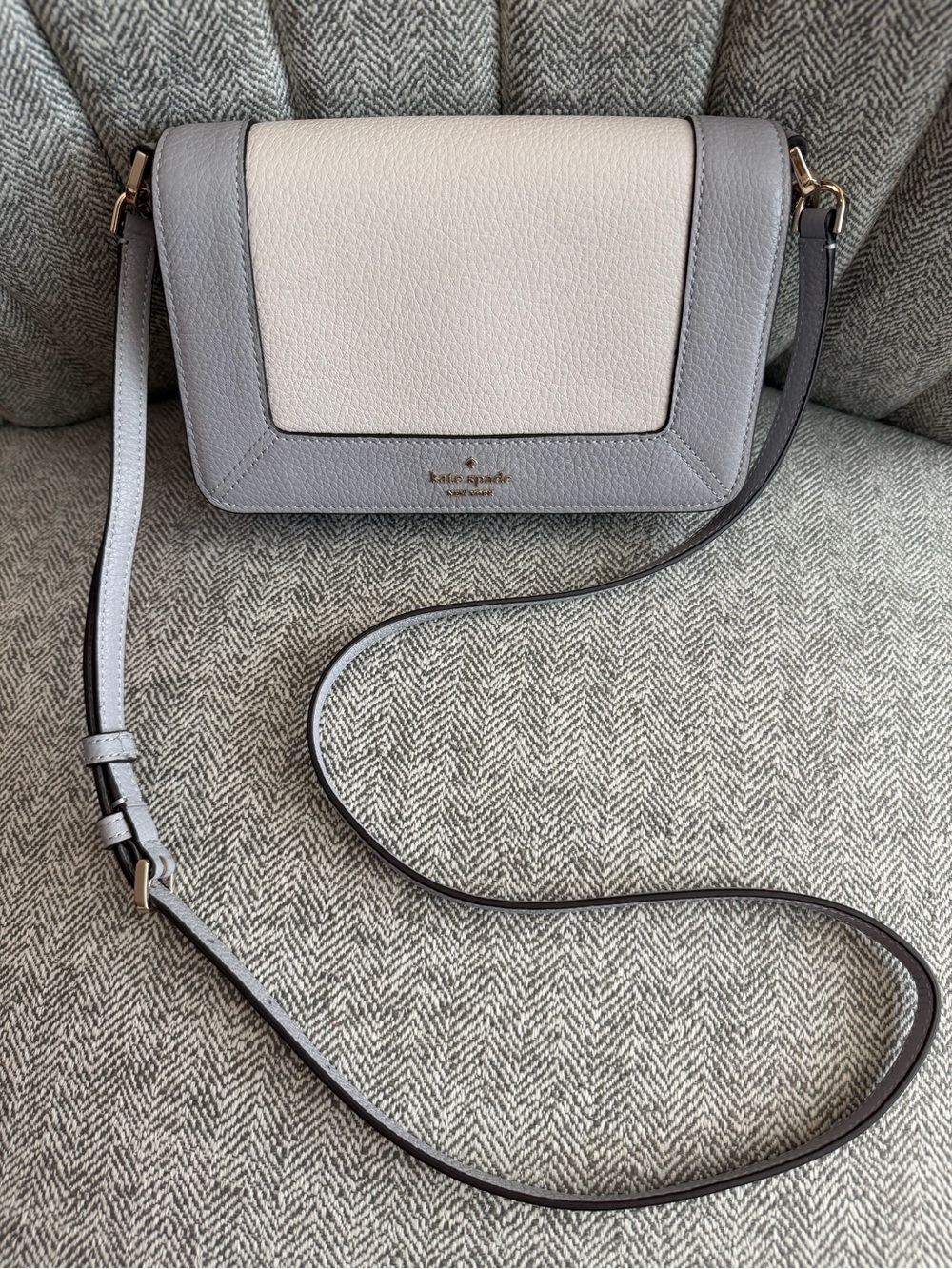 kate spade Two-Tone Gray and Cream Pebbled Leather Crossbody